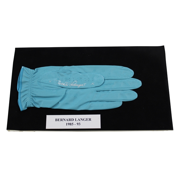 Bernhard Langer Signed Golf Glove Display with 1985-93 Nameplate JSA ALOA