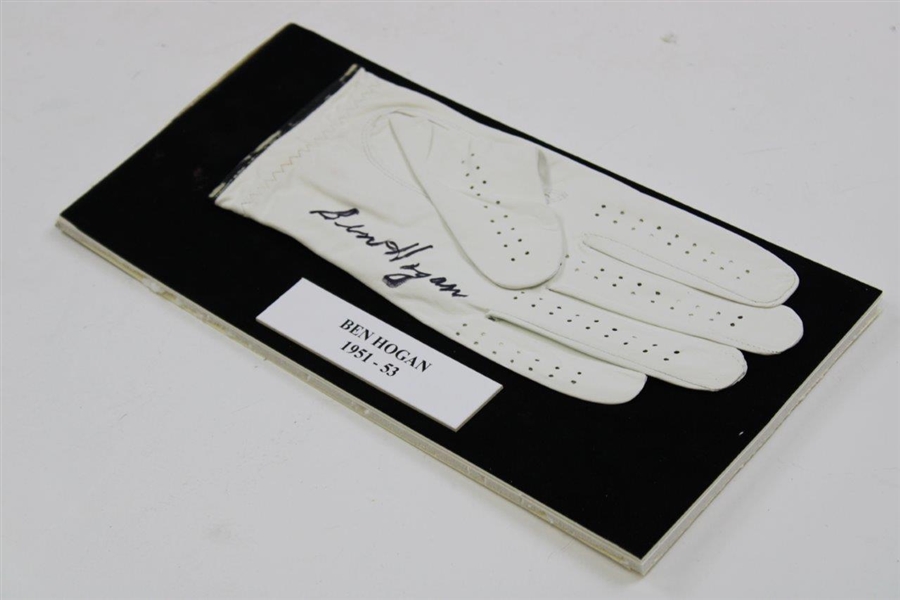 Ben Hogan Signed Golf Glove Display with 1951-53 Nameplate JSA ALOA