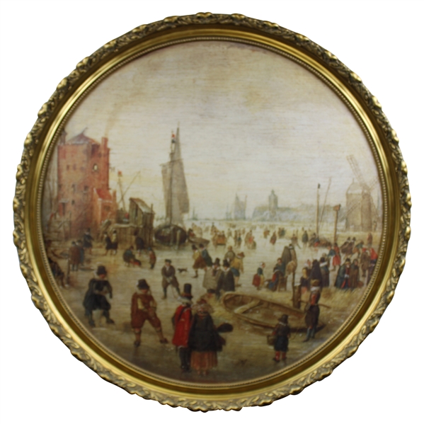 Early Dutch Golfing on Ice Reproduction Print by Hendrick Avercamp - Circle Framed