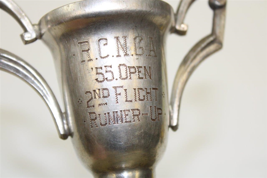 Vintage 1955 R.C.N.G.A. Open 2nd Flight Runner-Up Trophy Cup with Ash Tray Base