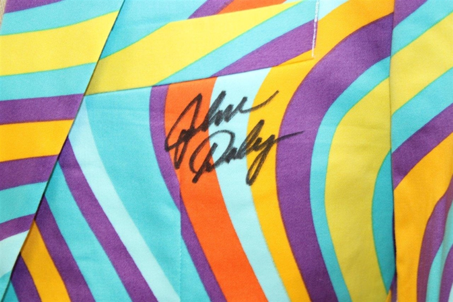 John Daly Signed Personal Hand-tailored LoudMouth Puple, Lt Blue, Orange Swirl Themed Sport Coat JSA ALOA