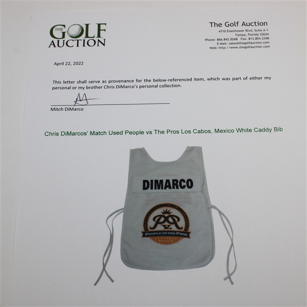 Chris DiMarco's Match Used People vs The Pros Los Cabos, Mexico White Caddy Bib