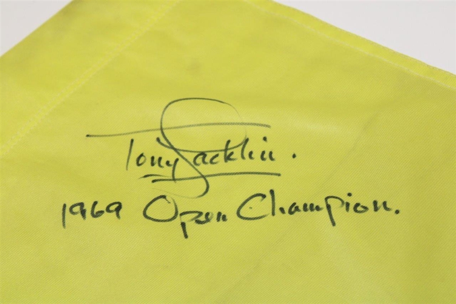 Tony Jacklin Signed Yellow Course Flag with '1969 Open Champion' JSA ALOA