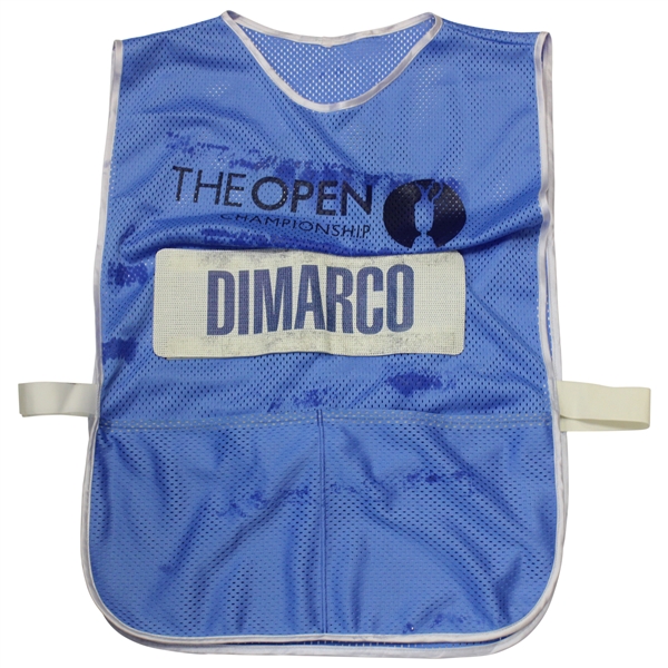 Chris DiMarco's Match Used 2005 The OPEN at St. Andrews Blue Caddy Bib Photo Matched - Tiger Win Jack's Last 
