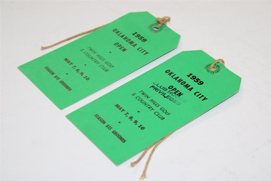 Two (2) 1959 Oklahoma City Open Twin Hills G&CC Season Tickets (1 Clubhouse) Palmer Win