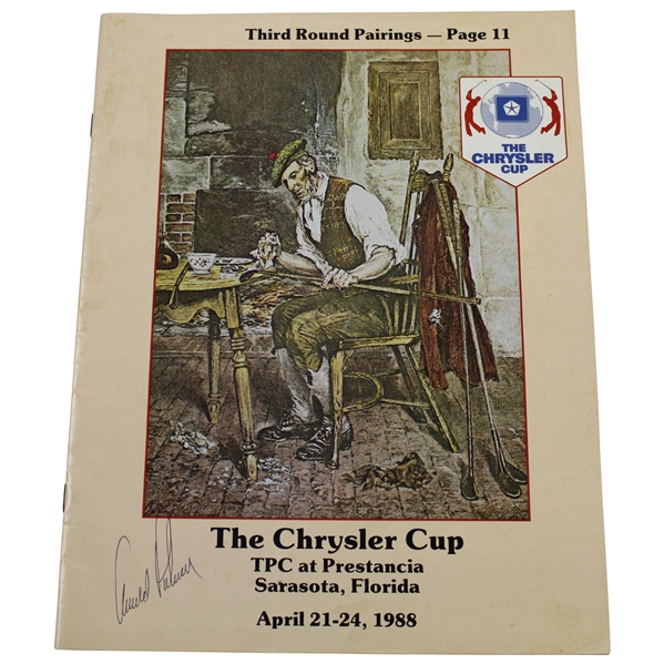 Arnold Palmer Signed 1988 The Chrysler Cup Pairings Sheet JSA ALOA