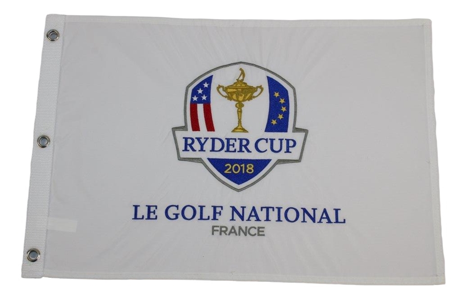 Two (2) 2018 Ryder Cup at Le Golf National Flags - Screen & Embroidered