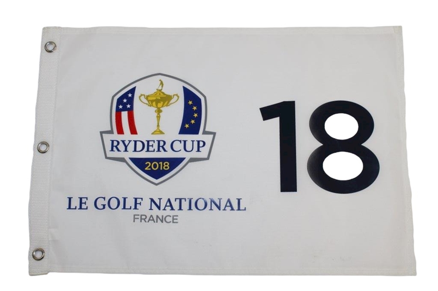 Two (2) 2018 Ryder Cup at Le Golf National Flags - Screen & Embroidered