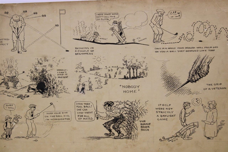 Original Clare Briggs Pen & Ink 9 Frame Cartoon Strip Featuring The Bonnie Brier Bush Reference
