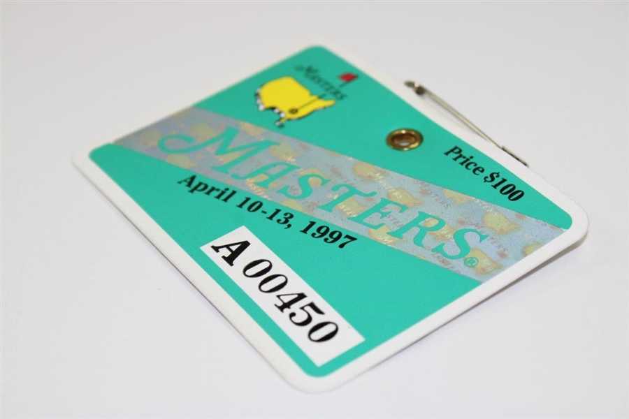 1997 Masters Tournament SERIES Badge # A00450 - Tiger Woods First Masters Win