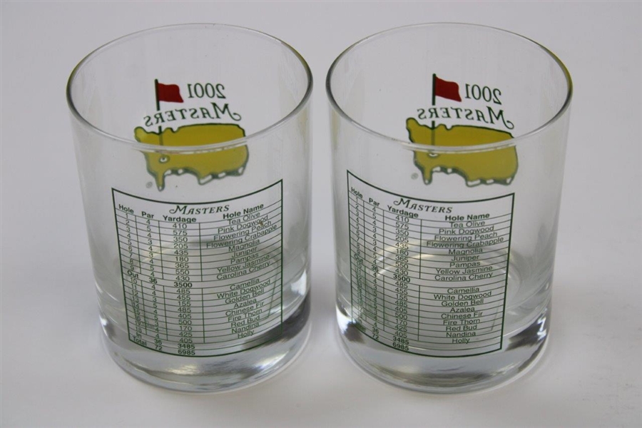 Pair of 2001 Masters Tournament Rocks Glasses in Original Package