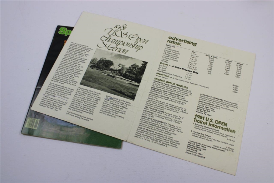 1981 US Open at Merion Program, Badge, Ticket, SI, Map, Advert Rates, & more