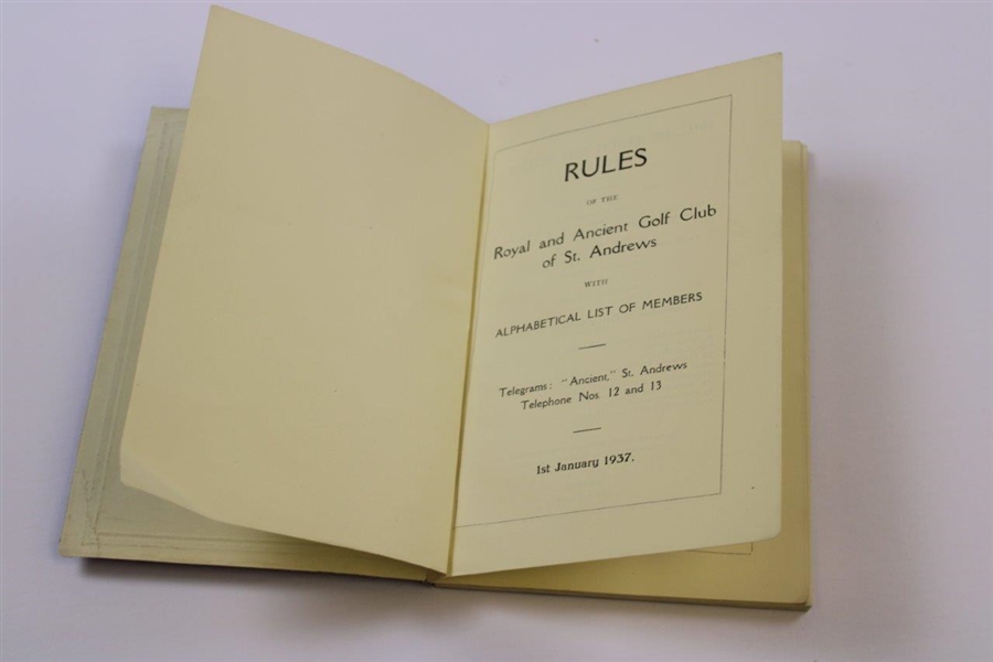 1937 Royal & Ancient GC of St. Andrews Rules & List of Members including Bobby Jones