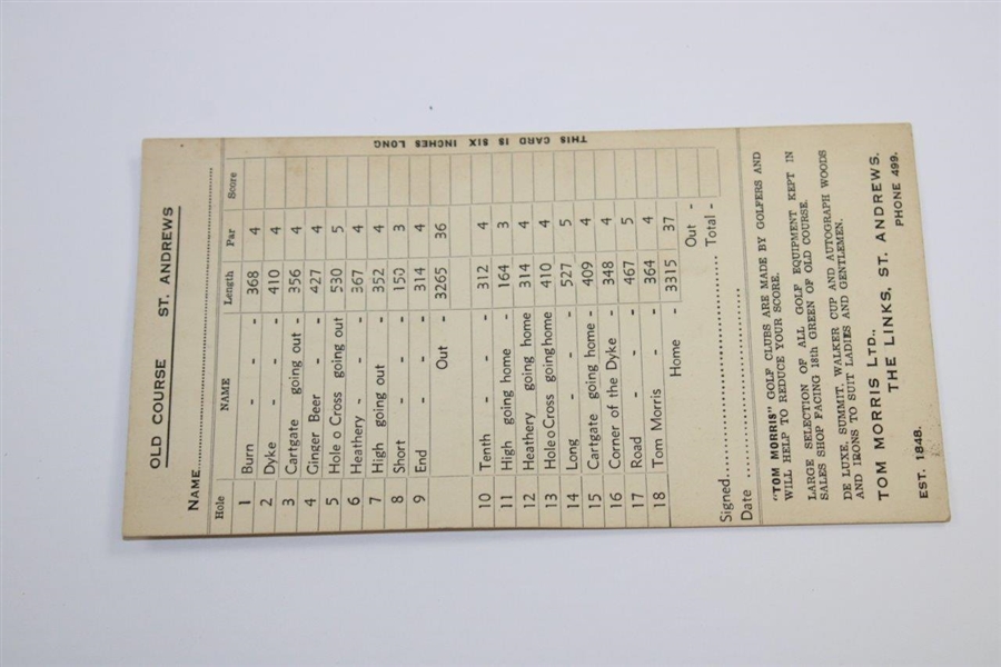 St. Andrews Group - Stymie Scorecard, Paperweight, Vinyl Course Plan, & Metal Badge
