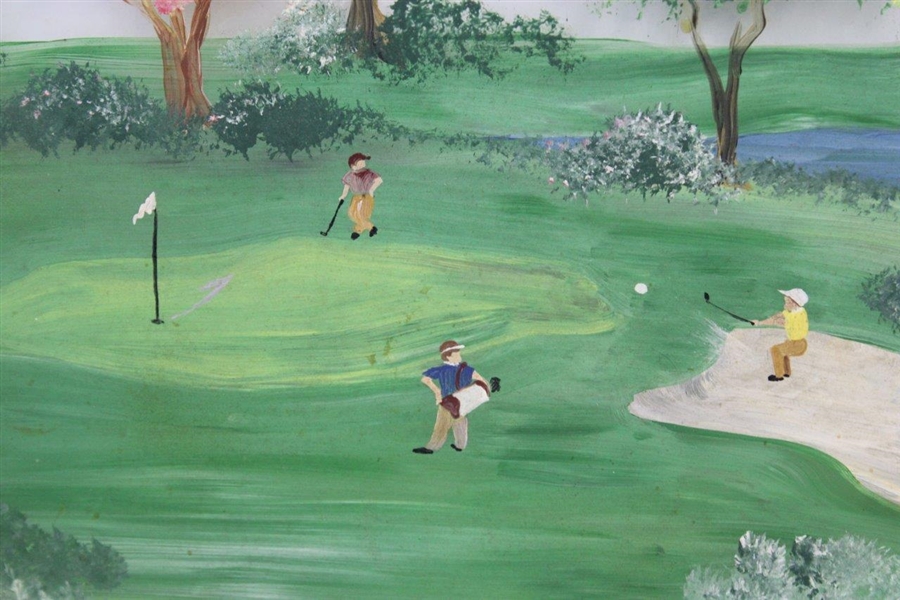 Hand Painted Golfer Scene on Window Frame by Artist Melanie - John Andrisani Collection