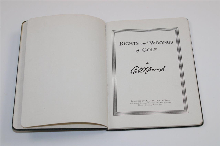 Robert T. Jones, Jr. Green Hardbound 'Rights & Wrongs of Golf' Book