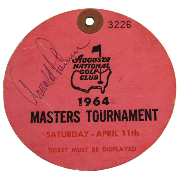 Arnold Palmer Signed 1964 Masters Tournament Saturday Ticket JSA ALOA
