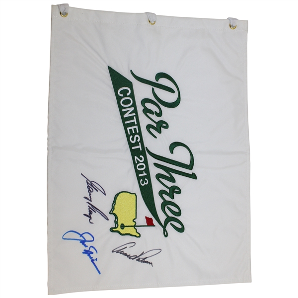 Big 3 Palmer, Nicklaus & Player Signed 2013 Masters Par Three Contest Embroidered Flag JSA ALOA