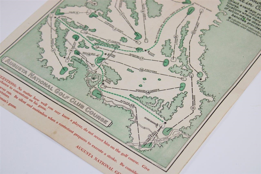 Wood, Demaret, Hogan, Nelson & Stranahan Signed 1947 Masters Map JSA ALOA