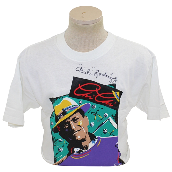 Chi-Chi Rodriguez Signed New with Tags White 'Chi Chi' Size Large Golf T-Shirt - Chi-Chi Rodriguez Collection JSA ALOA