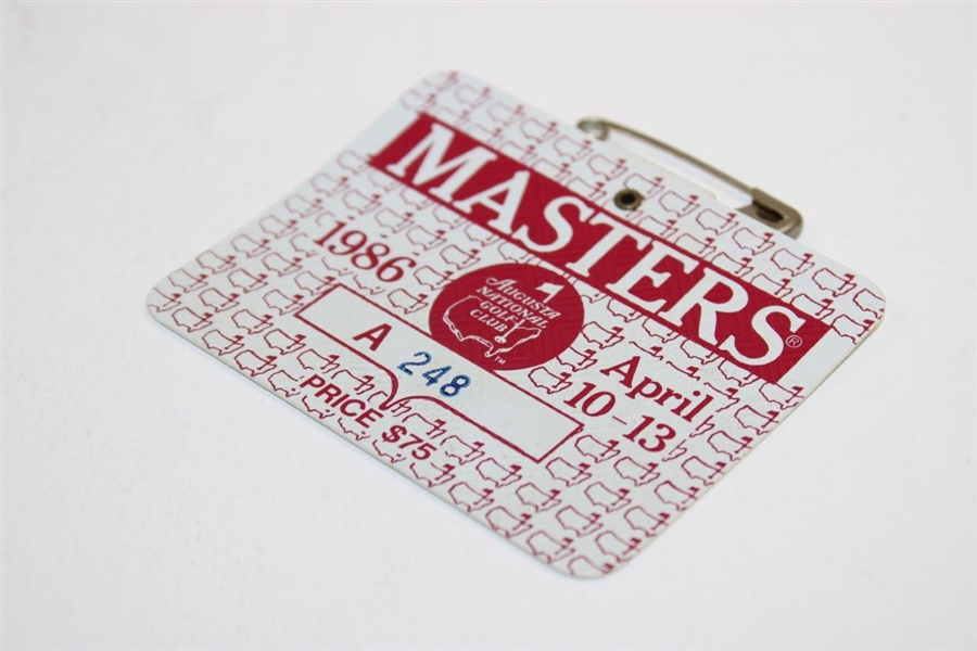 1986 Masters Tournament Series Badge Low Number 248 Jack's 6th 