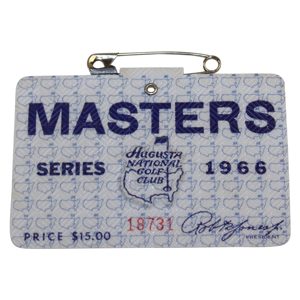1966 Masters Tournament Series Badge #18731 - Jack Nicklaus Winner