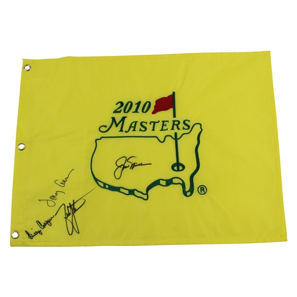 Nicklaus, Johnson, Casper & Aaron Signed 2010 Masters Embroidered Flag JSA ALOA