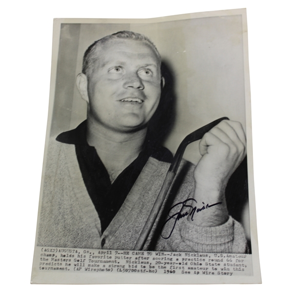 Jack Nicklaus Signed 1960 Masters Tournament Photo JSA ALOA
