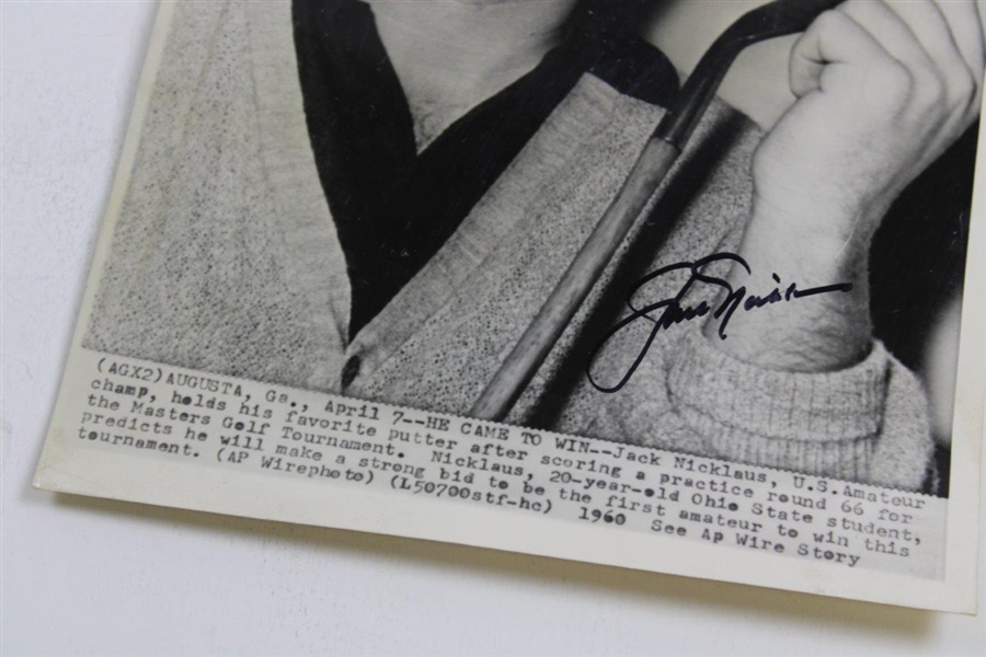 Jack Nicklaus Signed 1960 Masters Tournament Photo JSA ALOA