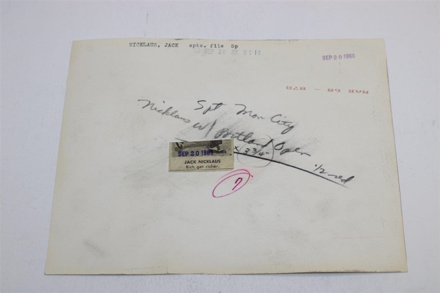 Jack Nicklaus Signed 1965 Portland Open Championship Photo JSA ALOA