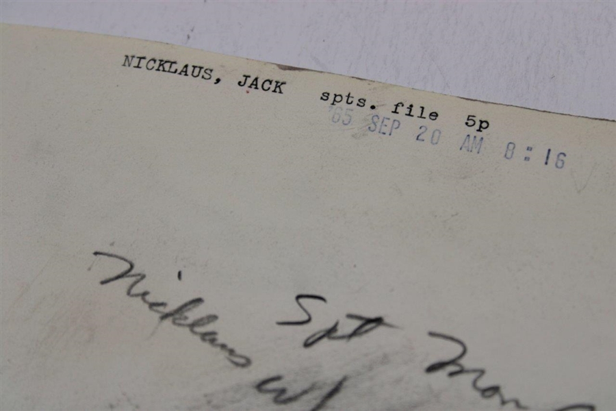 Jack Nicklaus Signed 1965 Portland Open Championship Photo JSA ALOA