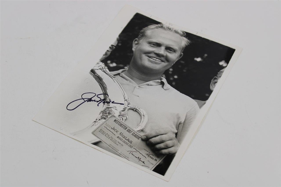 Jack Nicklaus Signed 1967 Westchester Golf Classic Photo JSA ALOA