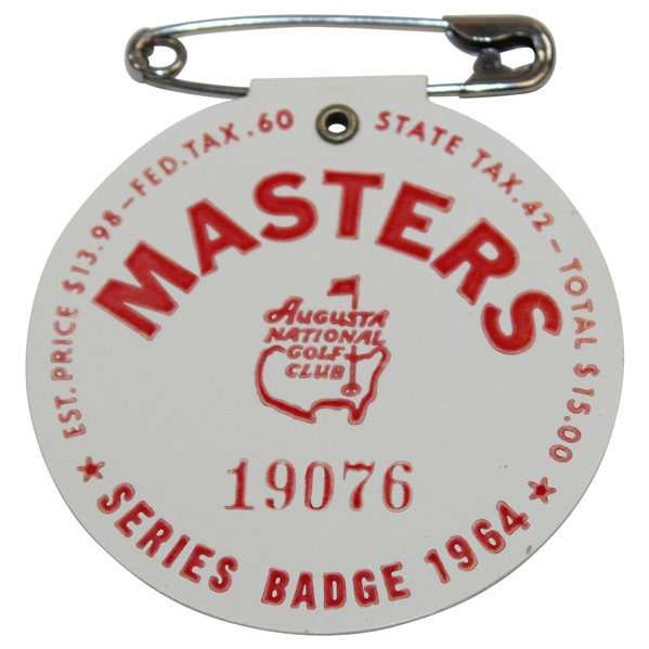1964 Masters Tournament SERIES Badge #19076