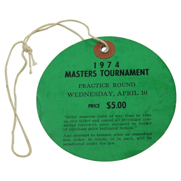 1974 Masters Wednesday Ticket #3154 with Original String