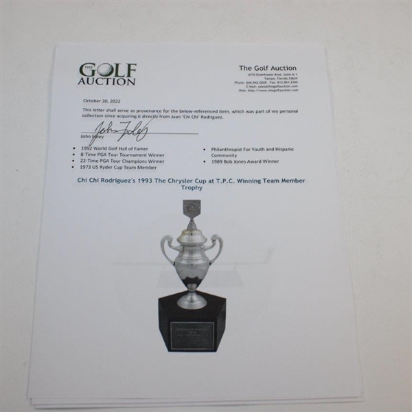 Chi Chi Rodriguez's 1993 The Chrysler Cup at T.P.C. Winning Team Member Trophy