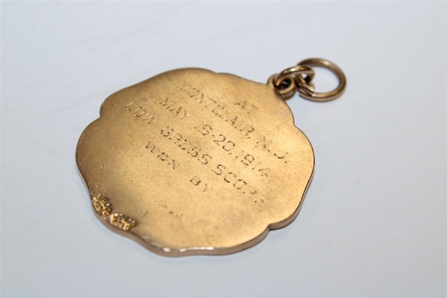 1914 New York Paper Trade Golf Association Solid 14k Gold Winner's Medal -  Montclair NJ