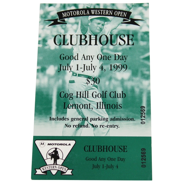 1999 Motorola Western Open Clubhouse Ticket #012599 - Tiger Win