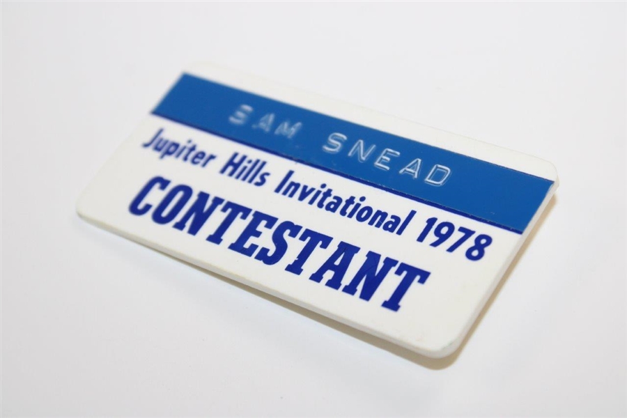 Sam Snead's 1978 Jupiter Hills Invitational Contestant Badge