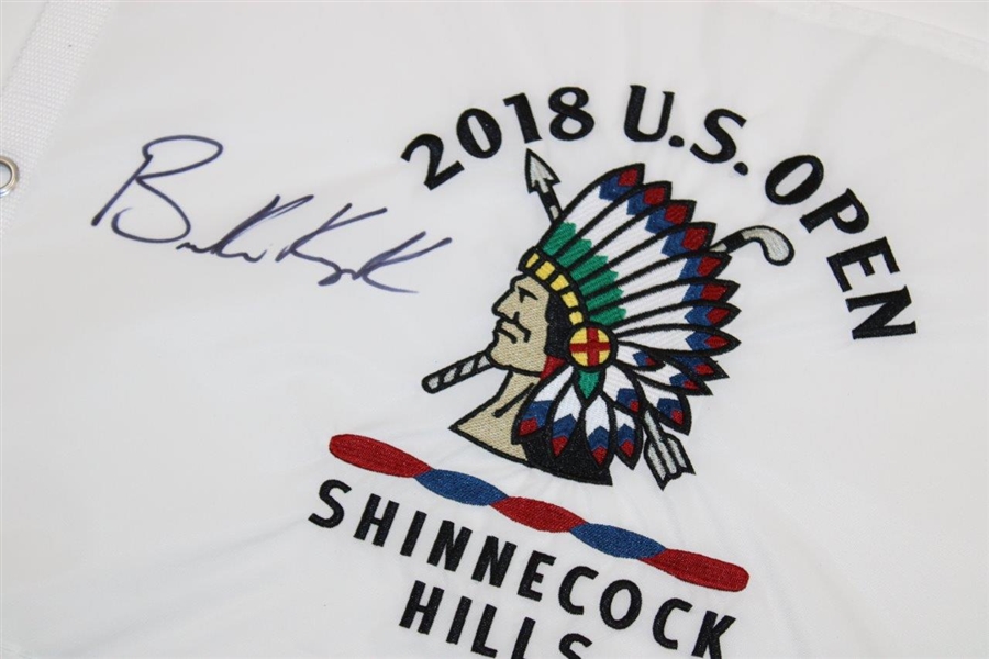 Brooks Koepka Signed 2018 US Open at Shinnecock Embroidered Flag JSA ALOA