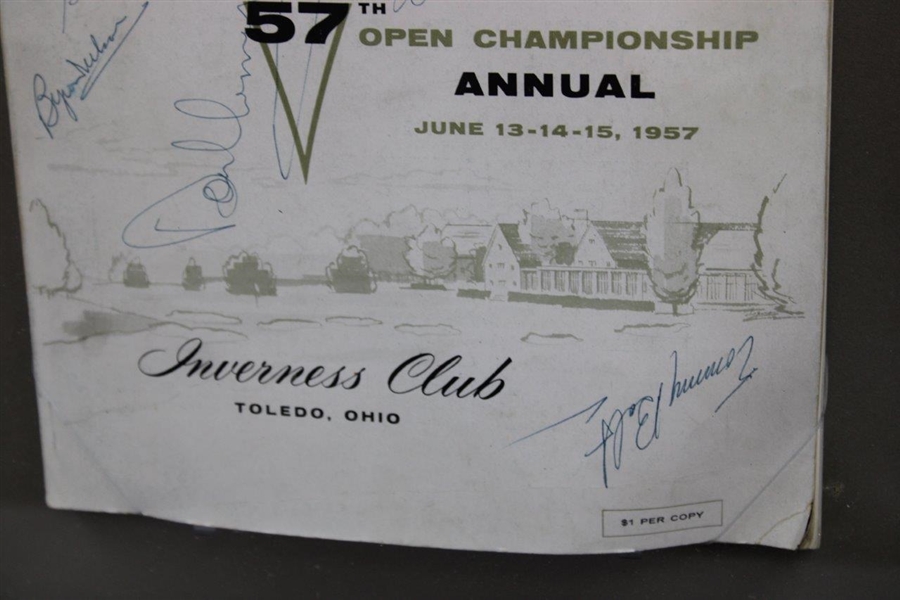 Demaret, Middlecoff, Nelson, Snead & Others Signed 1957 US Open at Inverness Club Program - Framed JSA ALOA