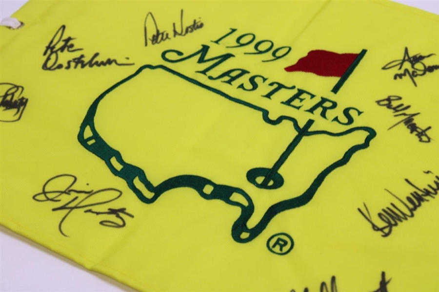 CBS Broadcast Team Signed 1999 Masters Tournament Embroidered Flag JSA ALOA