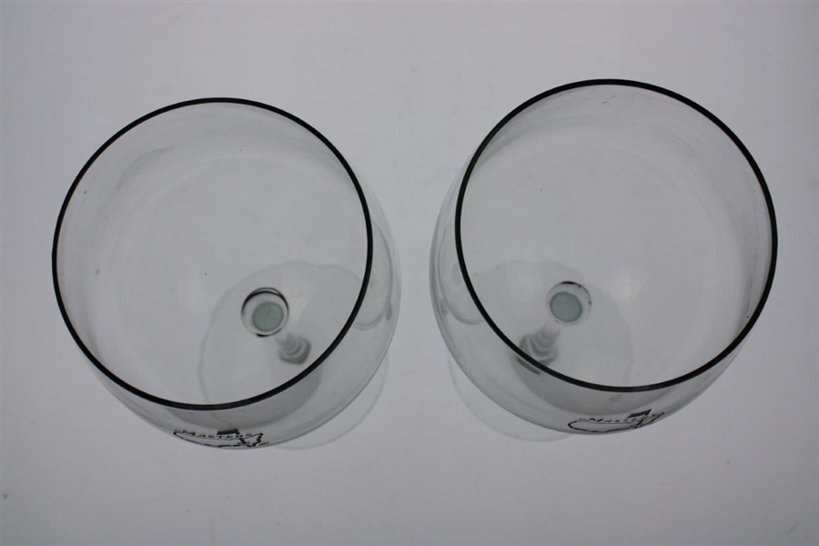 Pair of Classic Masters Tournament Logo Red Wine Stem Glasses