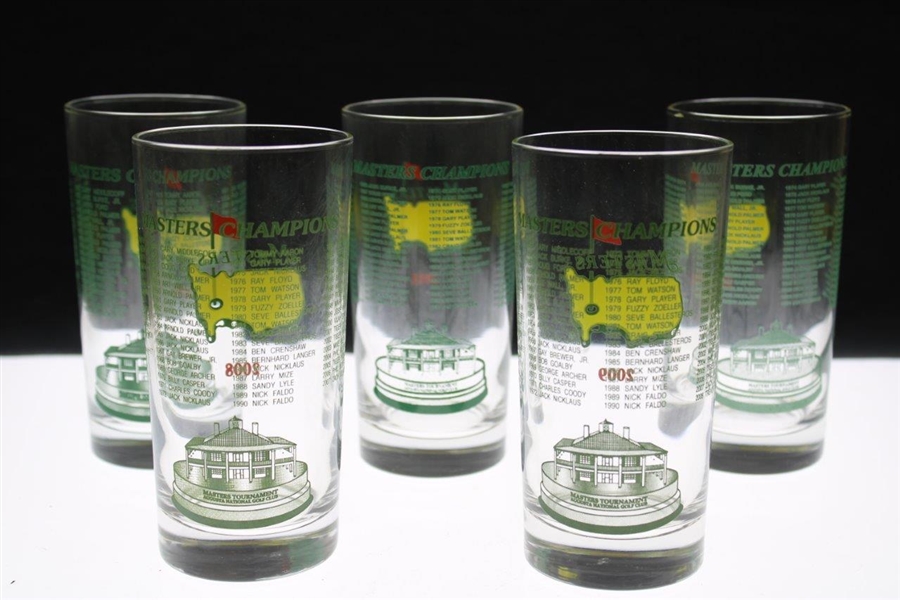 2008, 2009, 2010, 2011 & 2012 Masters Tournament Commemorative Glasses