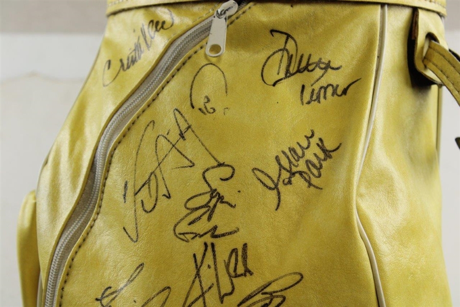 Annika, Kerr, Pepper, Hurst, Park & More Multi-Signed LPGA Vintage Yellow Titleist Golf Bag JSA ALOA