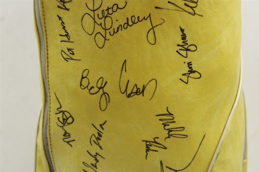 Annika, Kerr, Pepper, Hurst, Park & More Multi-Signed LPGA Vintage Yellow Titleist Golf Bag JSA ALOA