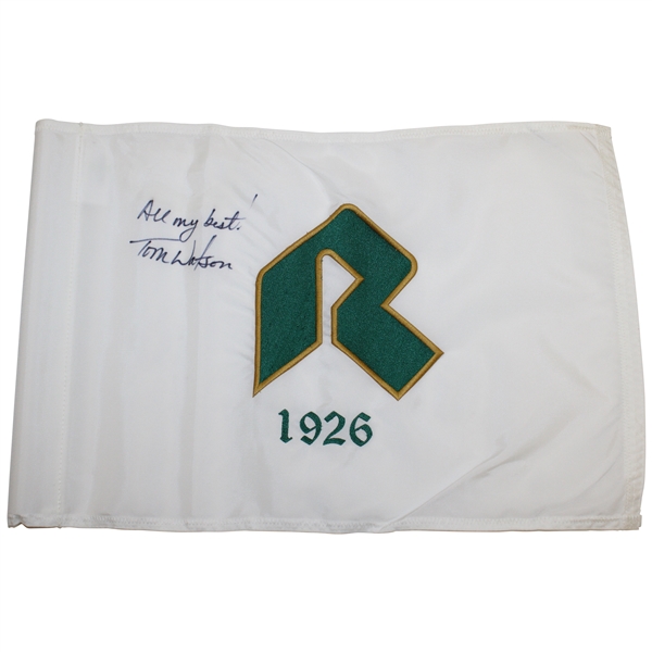Tom Watson Signed Riviera '1926' Embroidered Course Flag with 'All my best' JSA ALOA