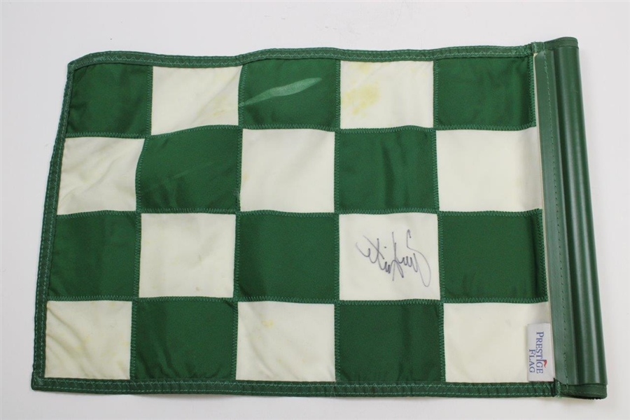 Tom Kite Signed Green/White Checkered Pebble Beach Course Flag JSA ALOA
