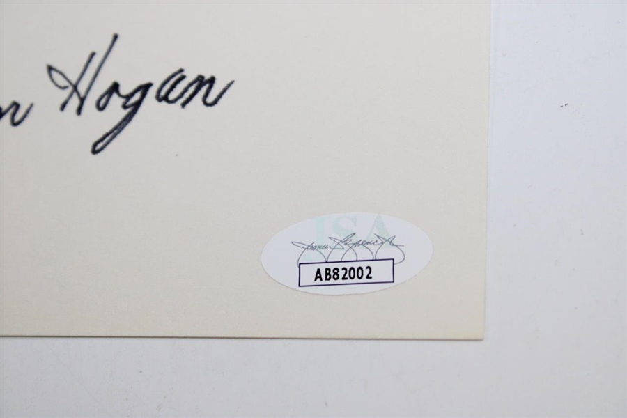 Ben Hogan Signed 3x5 Card JSA #AB82002