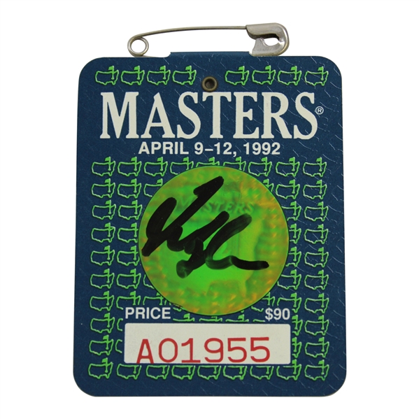 Fred Couples Signed 1992 Masters SERIES Badge #A01955 JSA ALOA