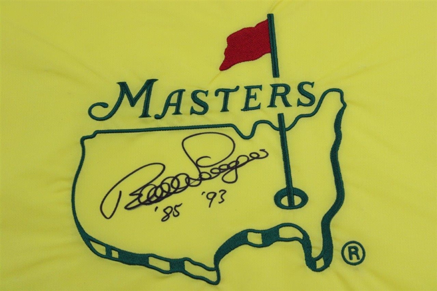 Bernhard Langer Signed Undated Masters Embroidered Flag with '85 & 93' JSA ALOA